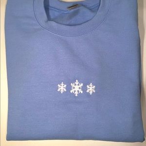 light blue winter snowflake embroidery crewneck sweatshirt